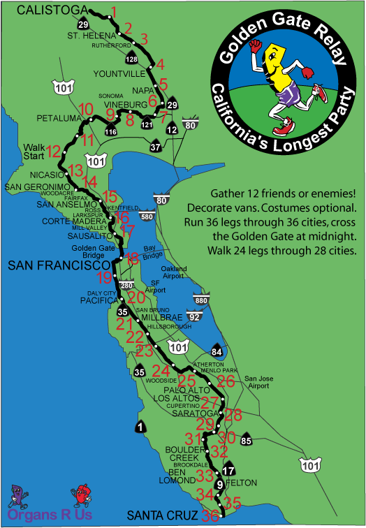 Golden Gate Relay Map